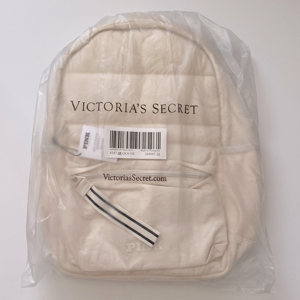 Victoria’s Secret Pink Quilted Puffer Backpack in White Shell - Picture 10 of 10